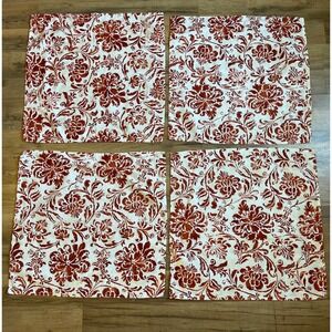Lauren Ralph Lauren Floral Cloth Napkins Cream Rust Cotton Set of 4